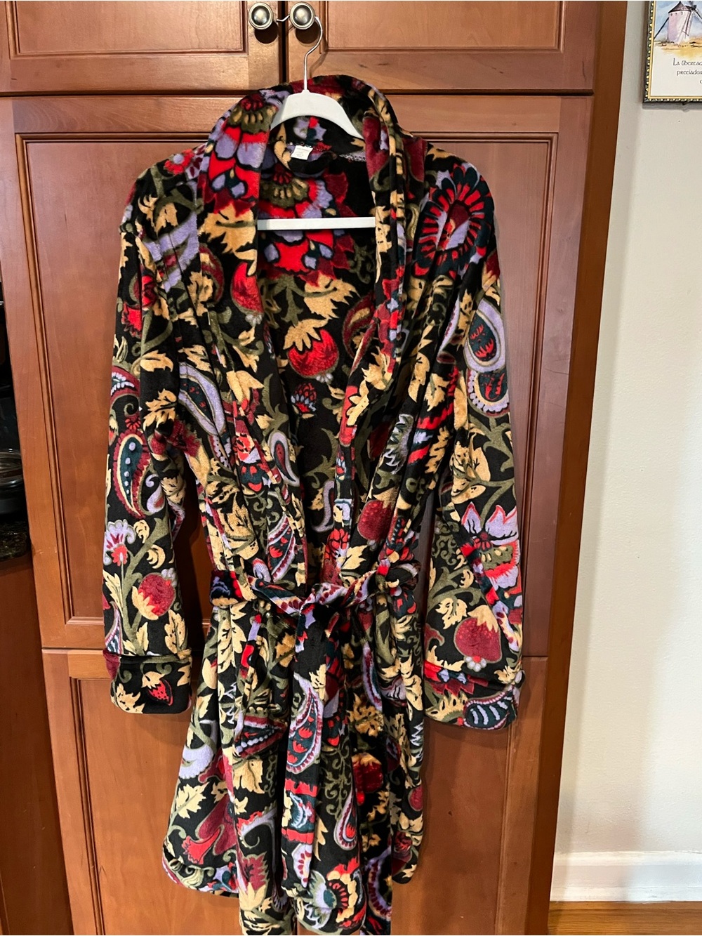 Vera Bradley Parisian Paisley Plush Fleece Robe L/XL Belted Shawl Collar
